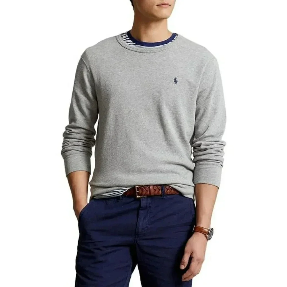 Polo Ralph Lauren Men's Long Sleeve Cotton Crewneck Shirt Grey Size XL MSRP $125